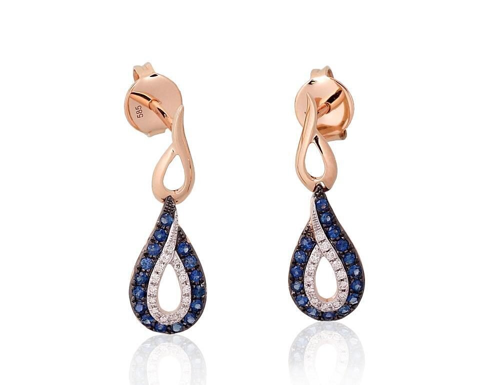 Zelta auskari ars safīriem un briljantiem