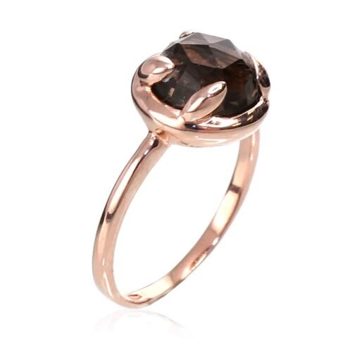 Alternative view of Gold ring with Smoky Quarz
