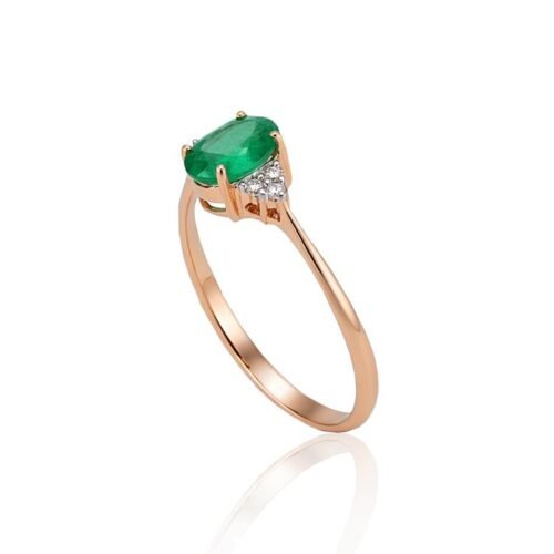 Alternative view of Gold ring with Diamonds , Emerald
