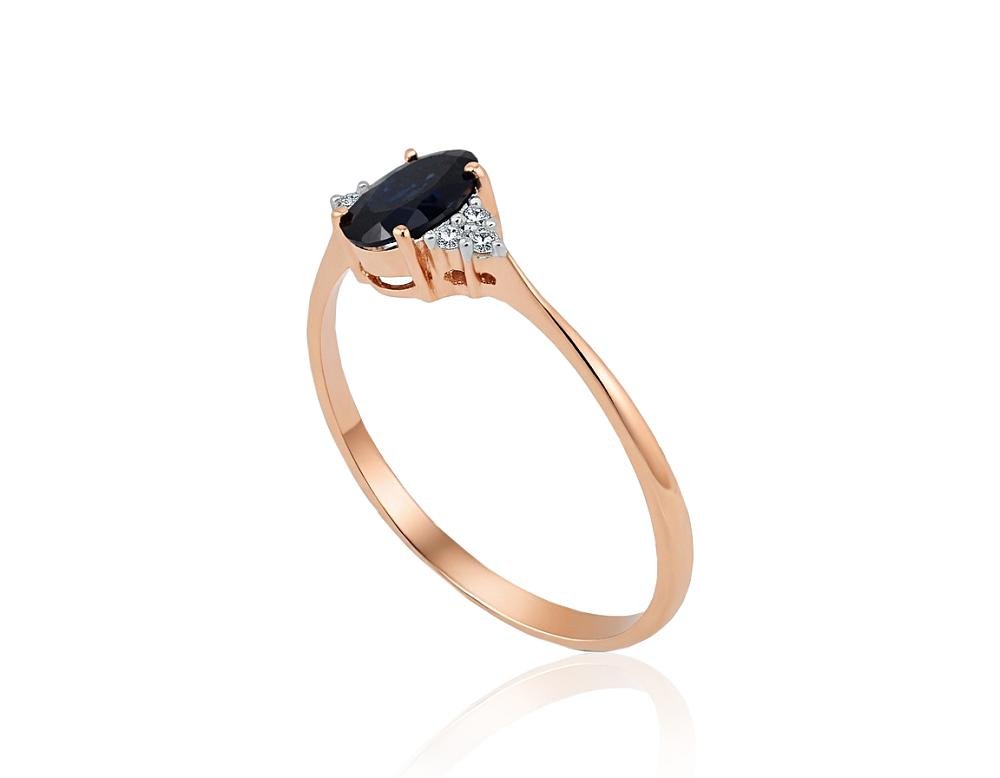 Gold ring with Diamonds , Sapphire - Image 2