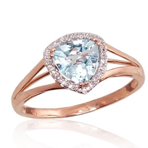 Gold ring with Diamonds , Sky Blue Topaz