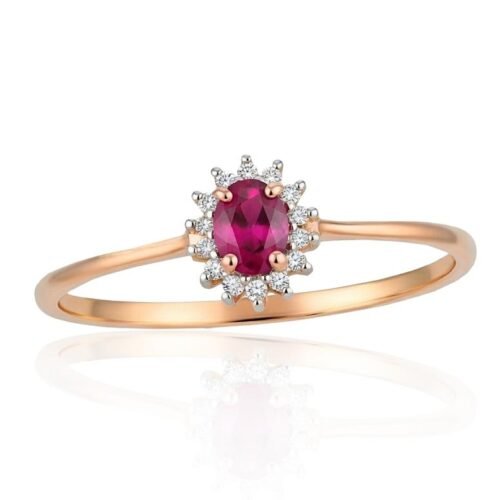 Gold ring with Diamonds , Ruby
