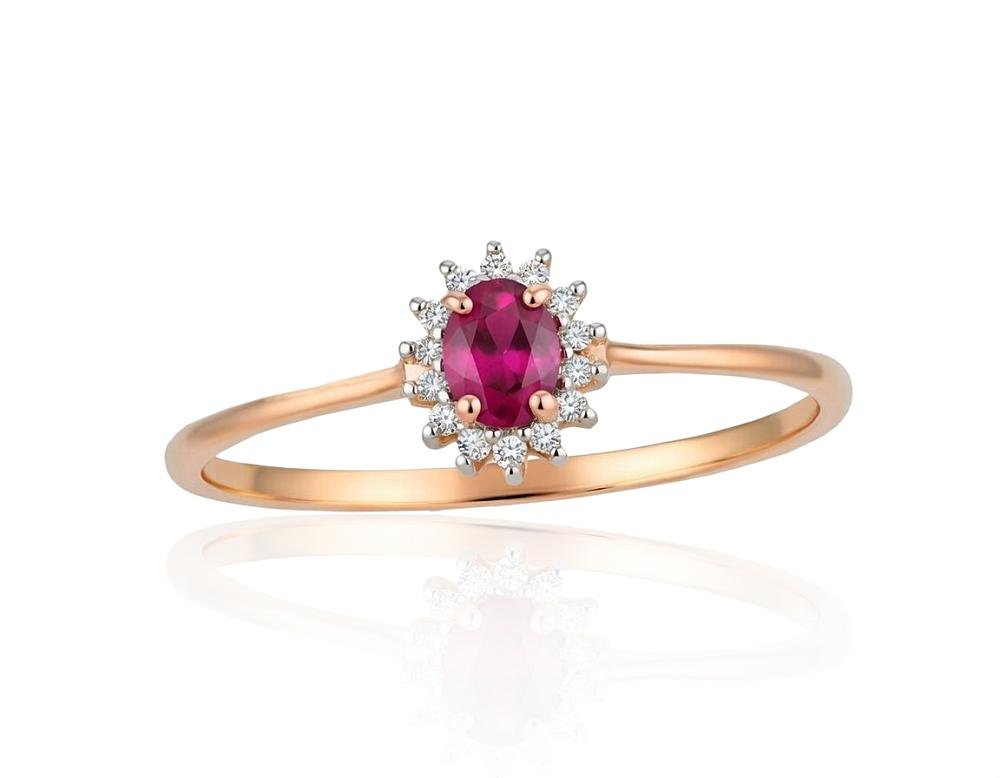 Gold ring with Diamonds , Ruby