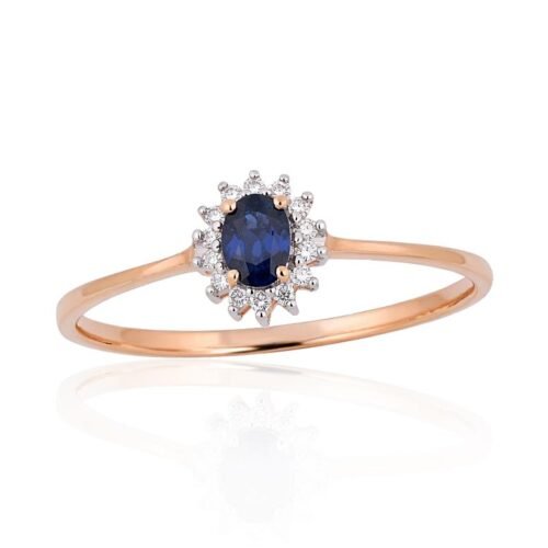 Gold ring with Diamonds , Sapphire