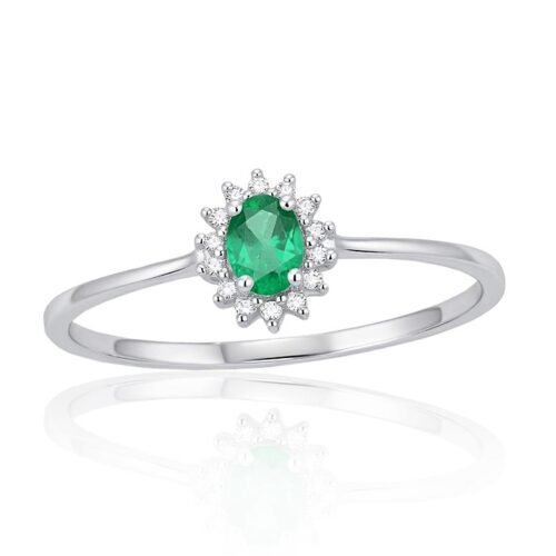 Gold ring with Diamonds , Emerald