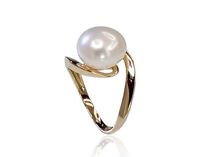 Gold ring with Fresh-water Pearl - Image 2