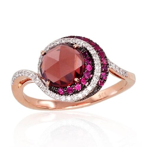 Gold ring with Diamonds , Ruby , Garnet