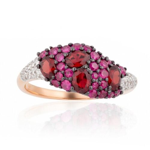 Gold ring with Diamonds , Ruby , Garnet