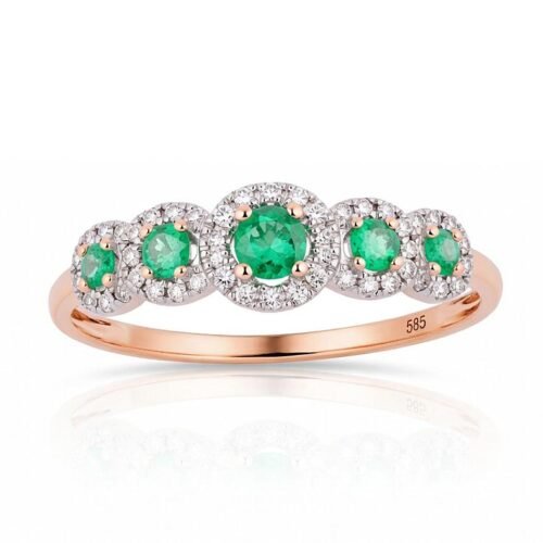 Gold ring with Diamonds , Emerald