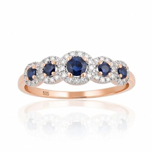 Gold ring with Diamonds , Sapphire