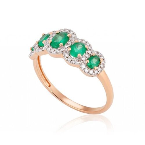 Alternative view of Gold ring with Diamonds , Emerald