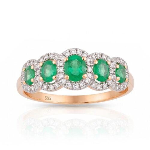 Gold ring with Diamonds , Emerald