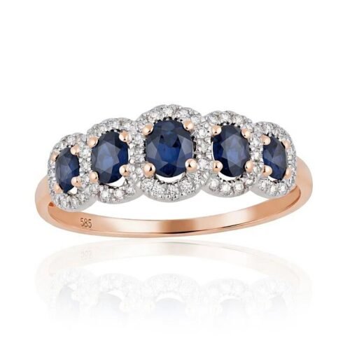 Gold ring with Diamonds , Sapphire