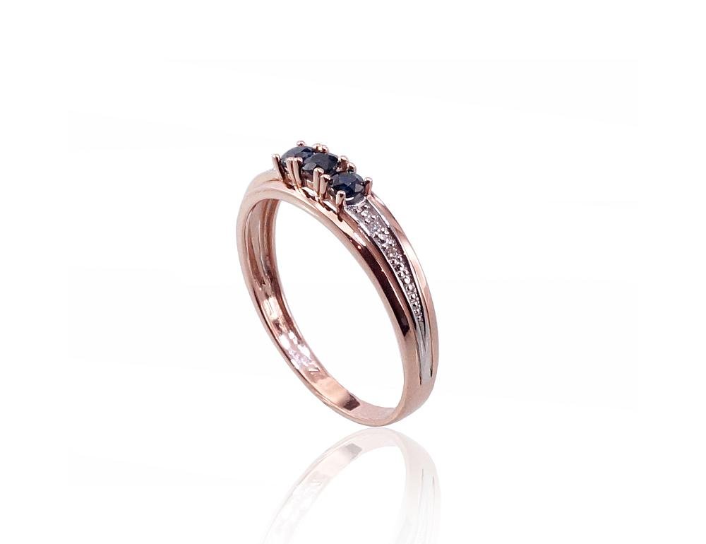 Gold ring with Diamonds , Sapphire - Image 2
