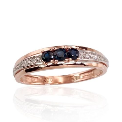 Gold ring with Diamonds , Sapphire
