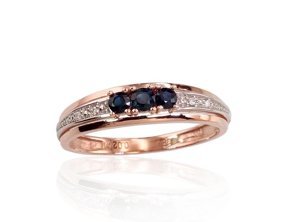 Gold ring with Diamonds , Sapphire