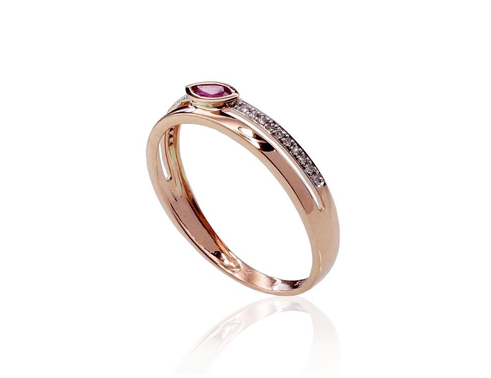 Gold ring with Diamonds , Ruby - Image 2