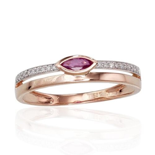 Gold ring with Diamonds , Ruby