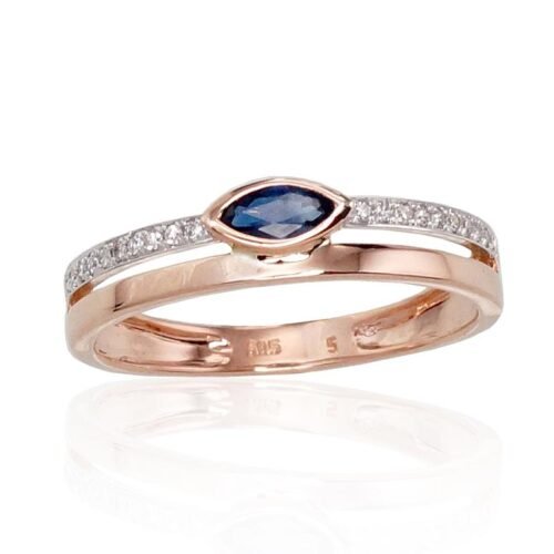 Gold ring with Diamonds , Sapphire
