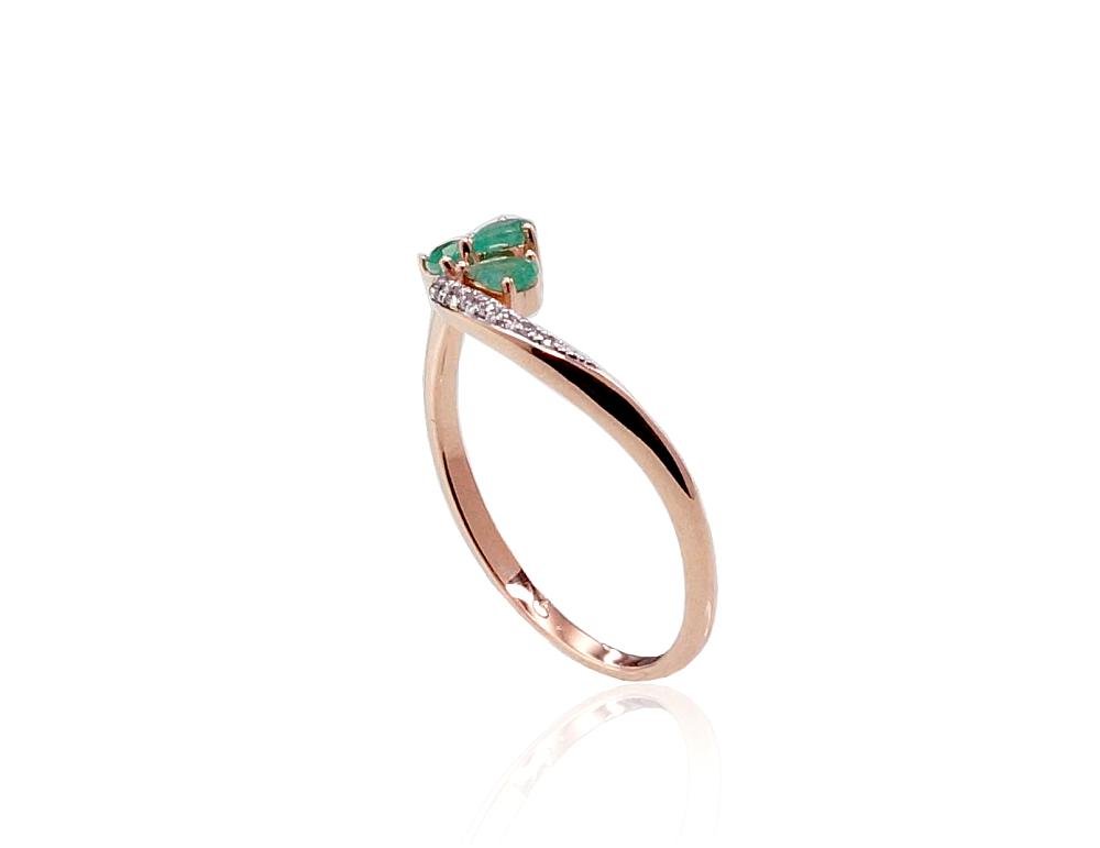 Gold ring with Diamonds , Emerald - Image 2