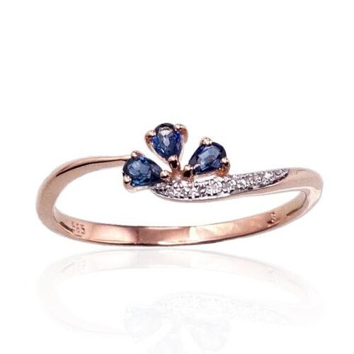 Gold ring with Diamonds , Sapphire