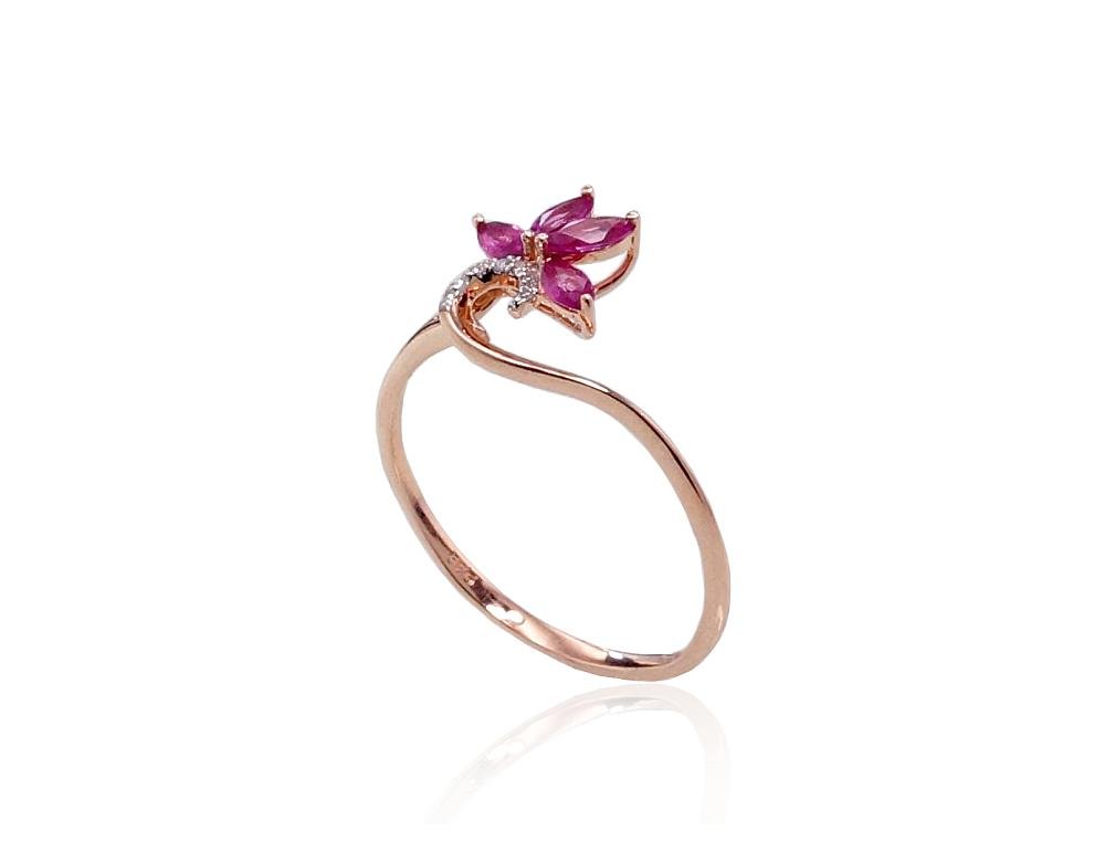 Gold ring with Diamonds , Ruby - Image 2