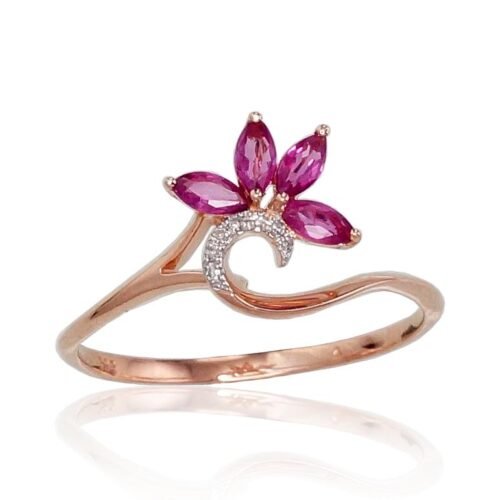 Gold ring with Diamonds , Ruby