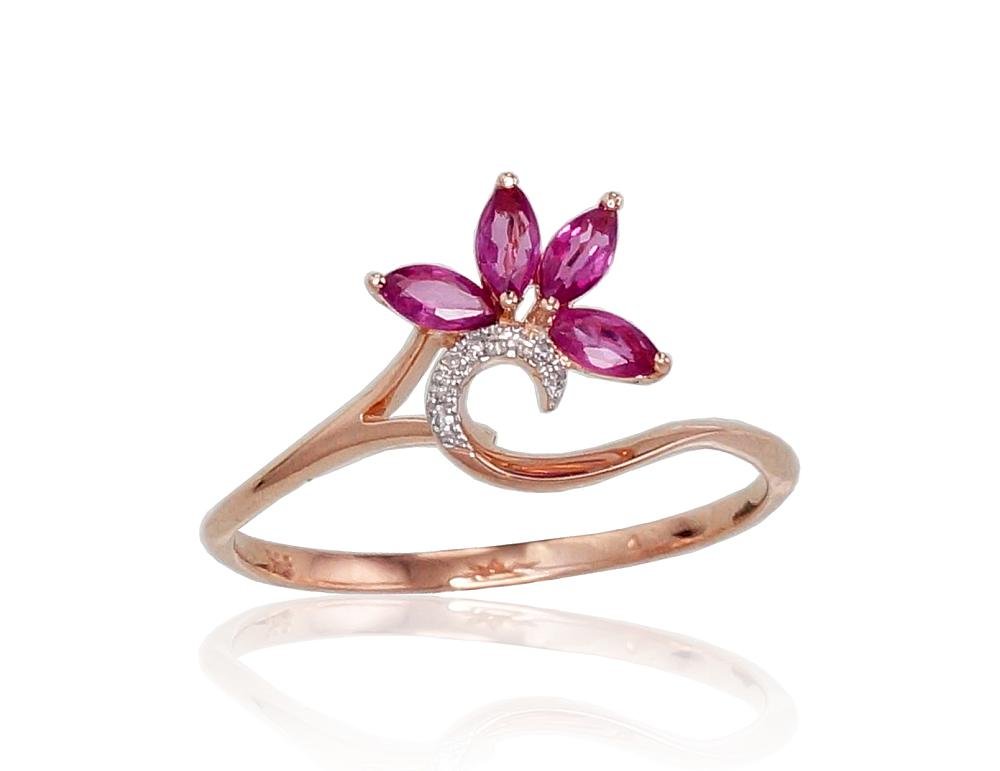 Gold ring with Diamonds , Ruby