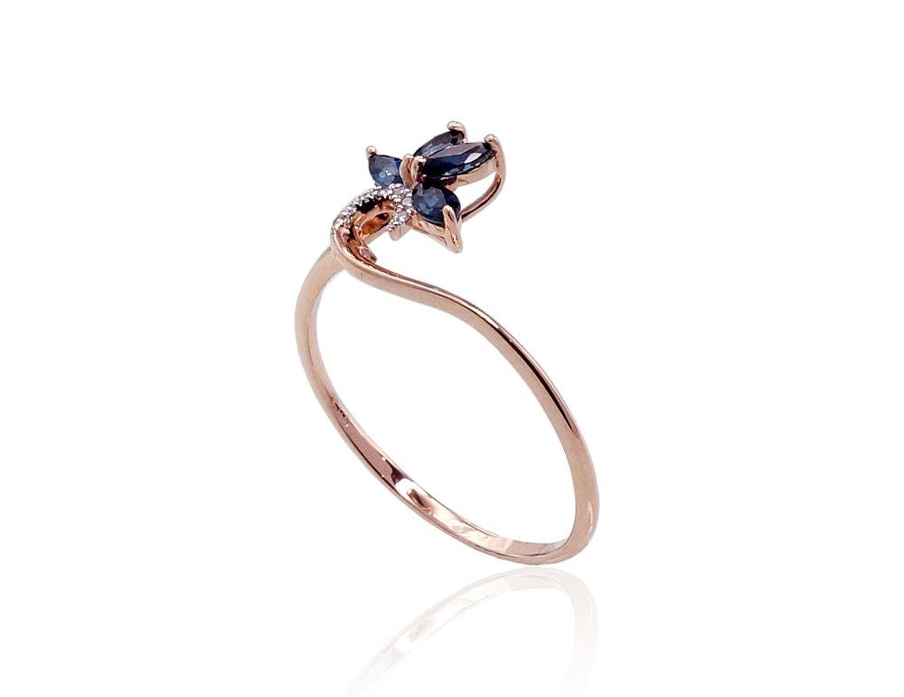 Gold ring with Diamonds , Sapphire - Image 2