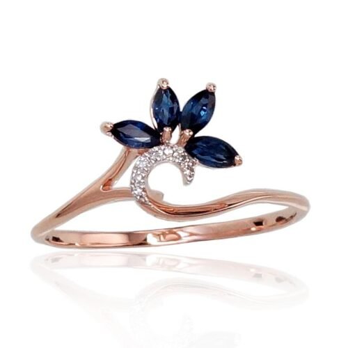 Gold ring with Diamonds , Sapphire