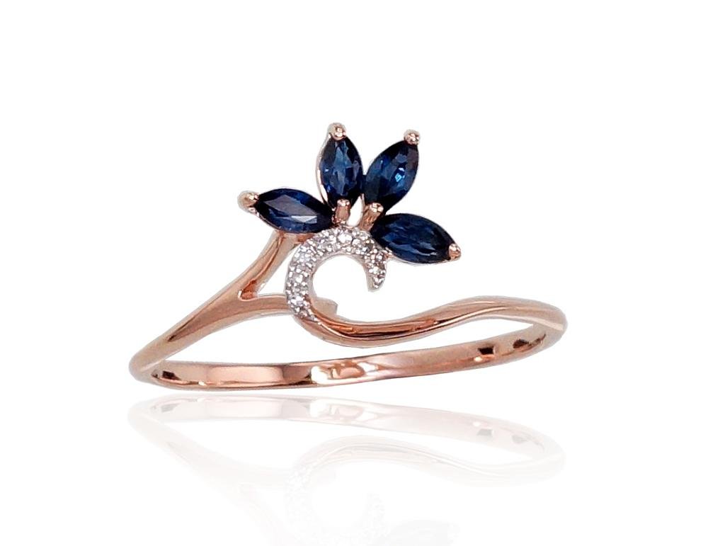 Gold ring with Diamonds , Sapphire