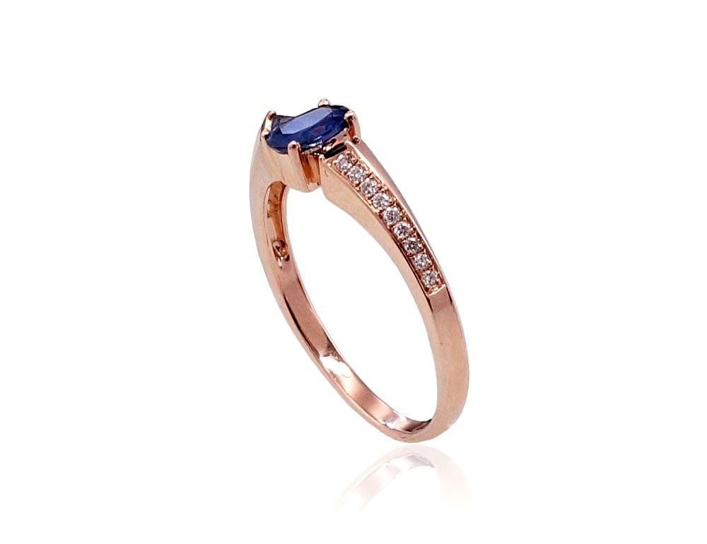 Gold ring with Diamonds , Sapphire - Image 2