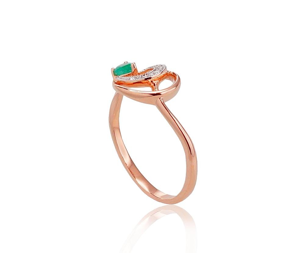 Gold ring with Diamonds , Emerald - Image 2
