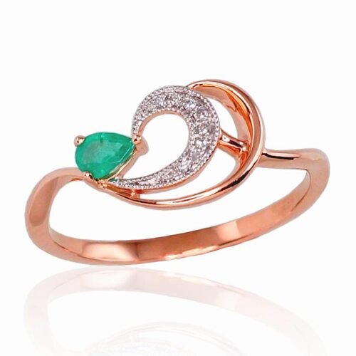 Gold ring with Diamonds , Emerald