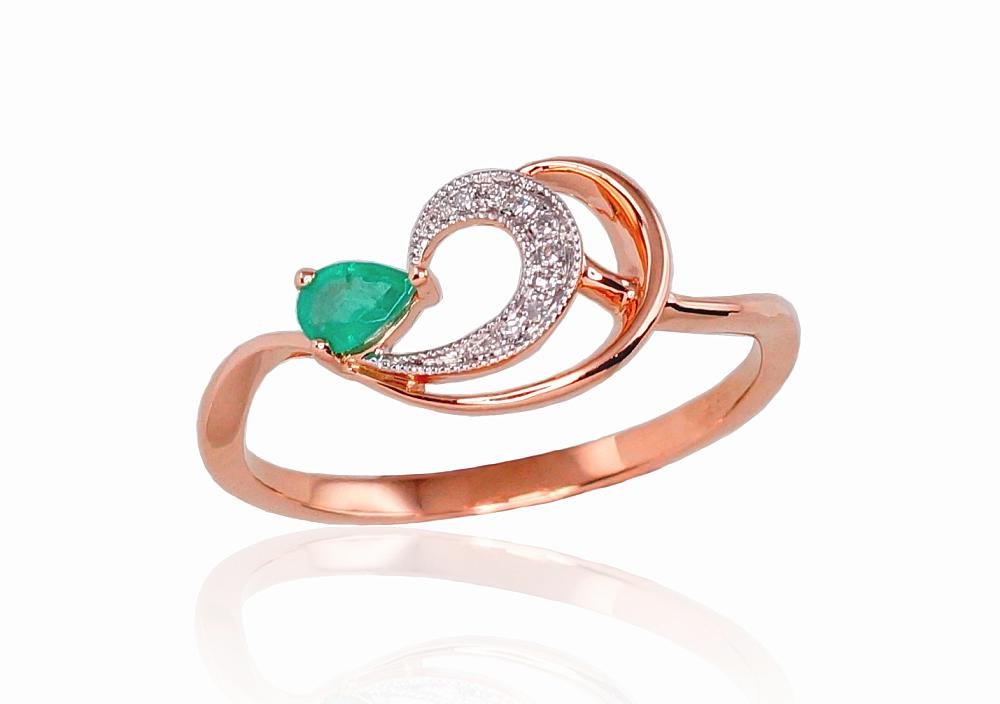 Gold ring with Diamonds , Emerald
