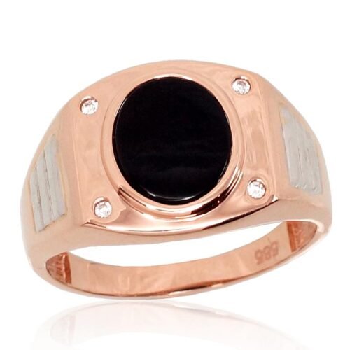 Gold ring with Zirkons , Onix