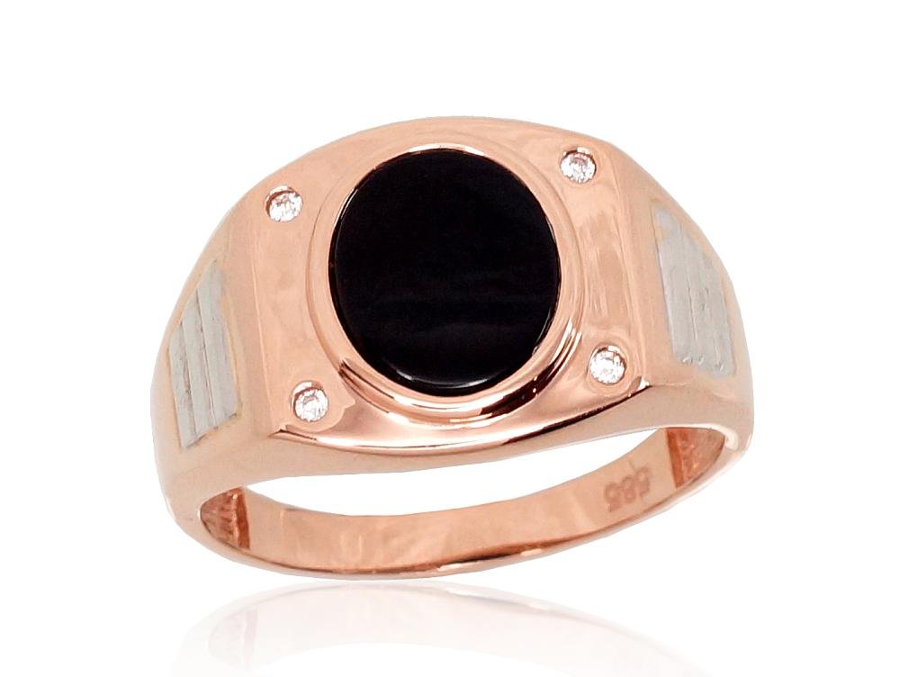 Gold ring with Zirkons , Onix