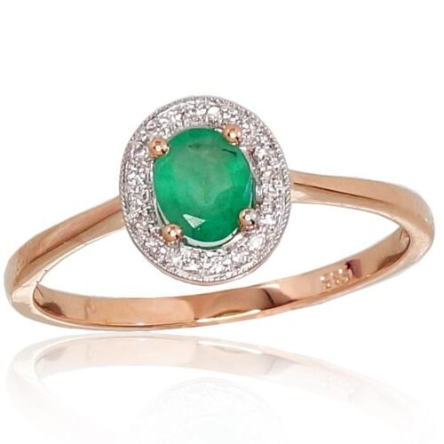 Gold ring with Diamonds , Emerald
