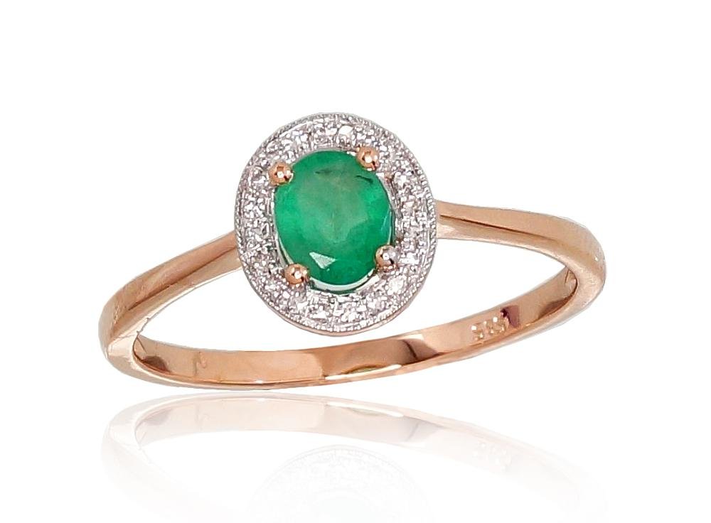 Gold ring with Diamonds , Emerald