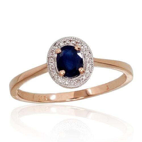 Gold ring with Diamonds , Sapphire