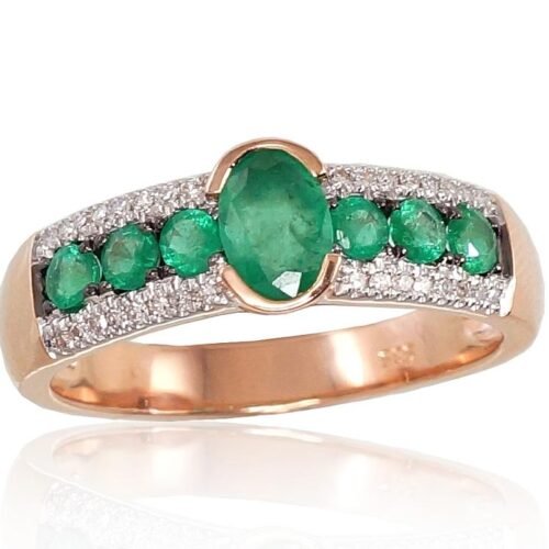 Gold ring with Diamonds , Emerald