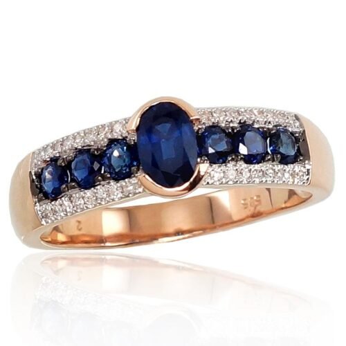 Gold ring with Diamonds , Sapphire