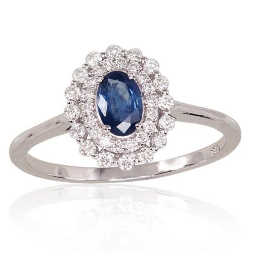 Gold ring with Diamonds , Sapphire
