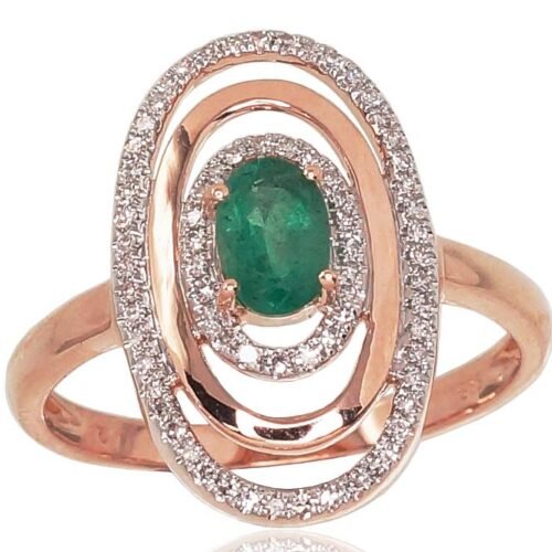Gold ring with Diamonds , Emerald