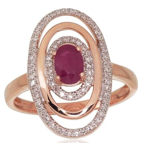 Gold ring with Diamonds , Ruby