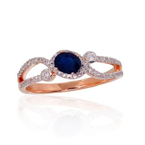 Gold ring with Diamonds , Sapphire