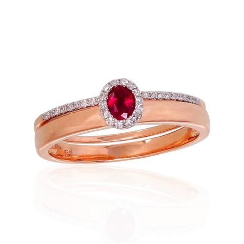 Gold ring with Diamonds , Ruby