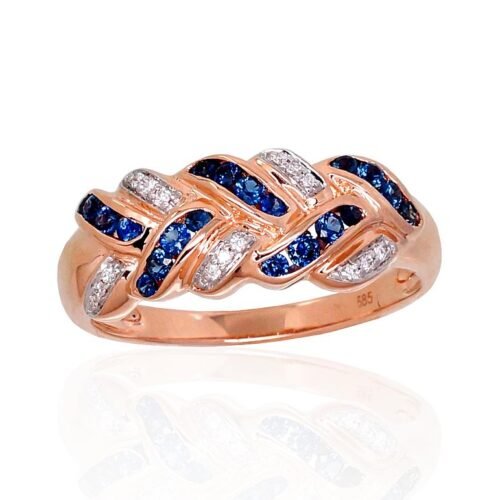 Gold ring with Diamonds , Sapphire