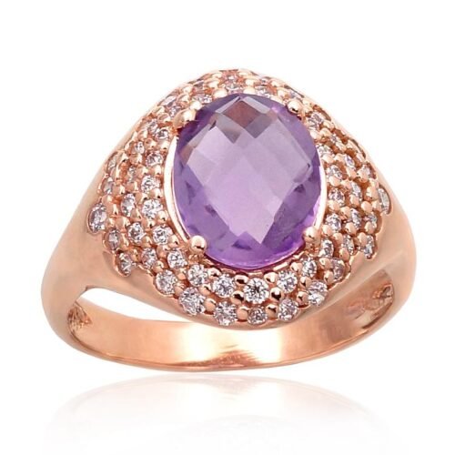 Gold ring with Zirkons , Amethyst