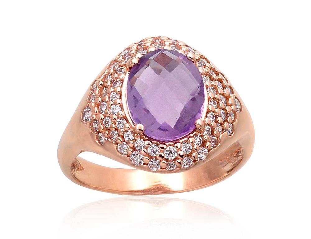 Gold ring with Zirkons , Amethyst